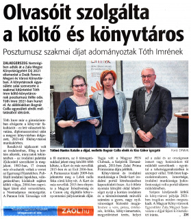 Zalai Hírlap 2022 05 09 106sz 11old - Olvasóit szolgálta a költő és könyvtáros.jpg Zalai Hírlap 2022 05 09 106sz 11old - Olvasóit szolgálta a költő és könyvtáros.jpg